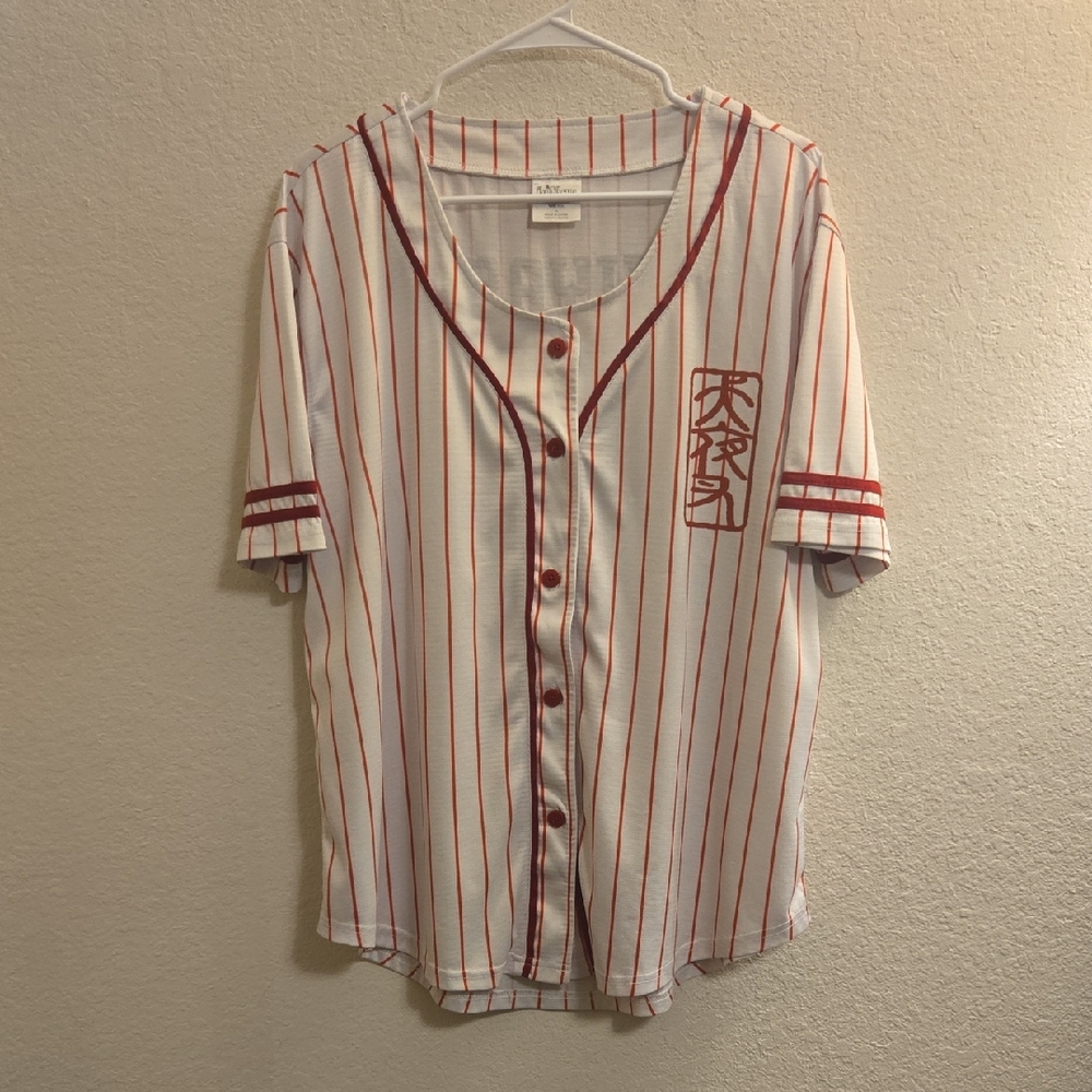 Inuyasha Striped Baseball Jersey - White/Red - Large